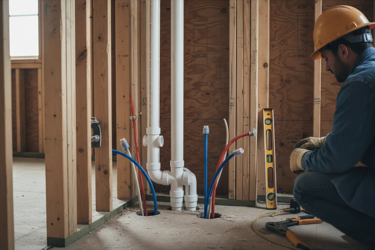 Drain and supply rough-in during Sump Pump Repair in Wartburg