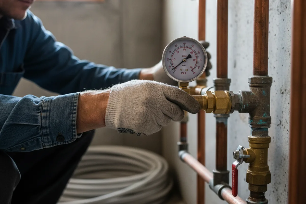 Pressure testing a repaired line during Water Line Repair in Wartburg